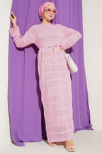 Stripe Openwork Pattern Knitted Dress