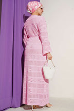 Stripe Openwork Pattern Knitted Dress
