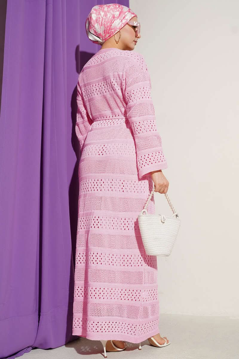 Stripe Openwork Pattern Knitted Dress