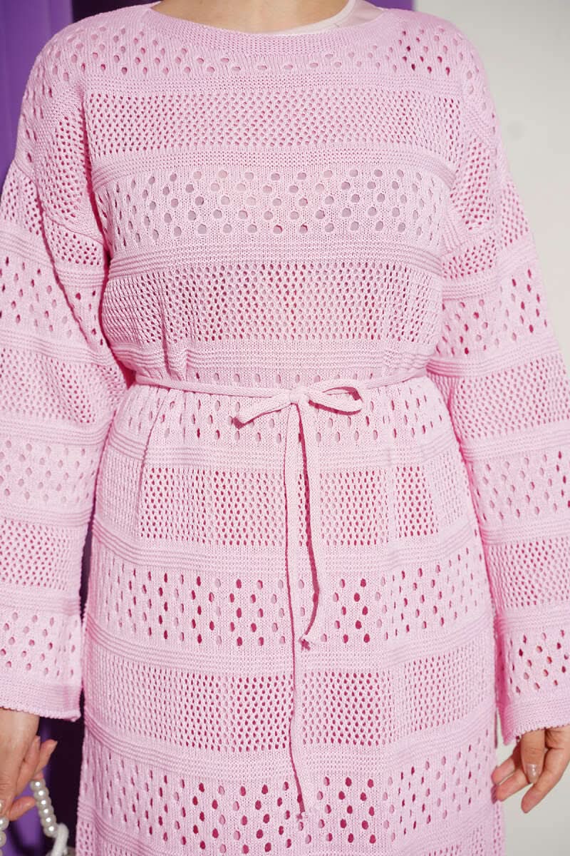 Stripe Openwork Pattern Knitted Dress