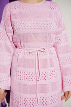 Stripe Openwork Pattern Knitted Dress