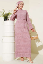 Stripe Openwork Pattern Knitted Dress