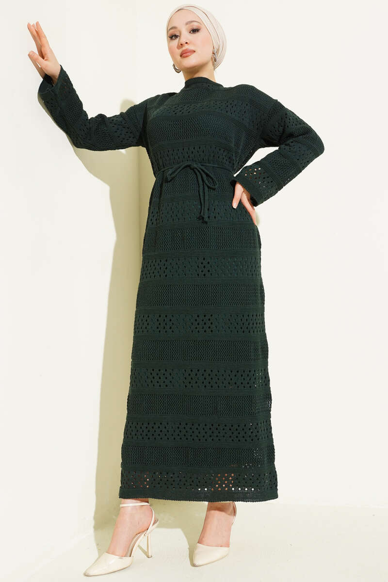 Stripe Openwork Pattern Knitted Dress