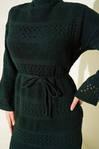 Stripe Openwork Pattern Knitted Dress
