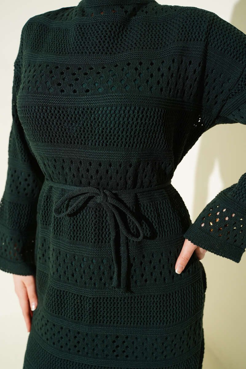 Stripe Openwork Pattern Knitted Dress
