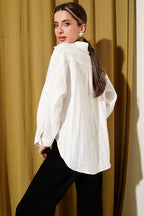 Übergroßes Basic-Shirt mit Schleifenbordüre