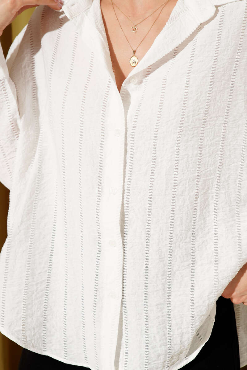 Übergroßes Basic-Shirt mit Schleifenbordüre