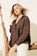 Übergroßes Basic-Shirt mit Schleifenbordüre