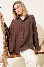 Übergroßes Basic-Shirt mit Schleifenbordüre