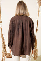 Übergroßes Basic-Shirt mit Schleifenbordüre