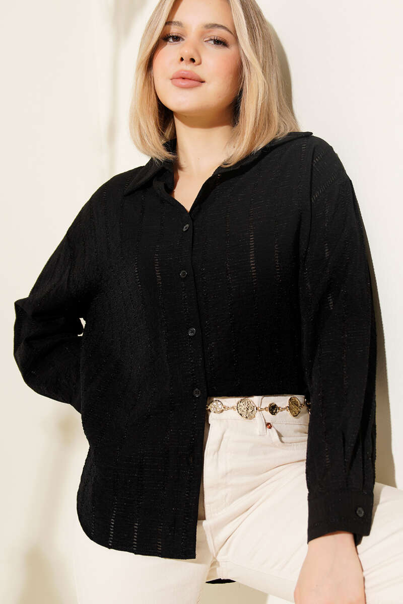 Übergroßes Basic-Shirt mit Schleifenbordüre