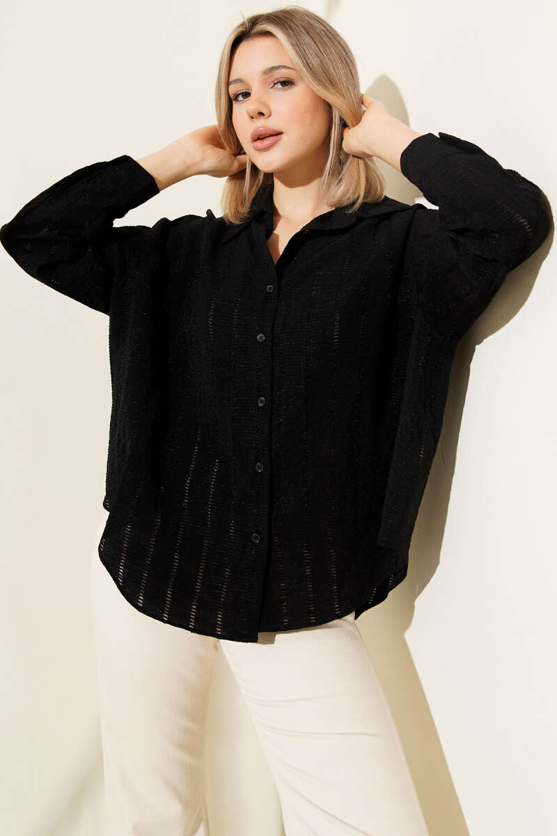 Übergroßes Basic-Shirt mit Schleifenbordüre