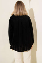 Übergroßes Basic-Shirt mit Schleifenbordüre