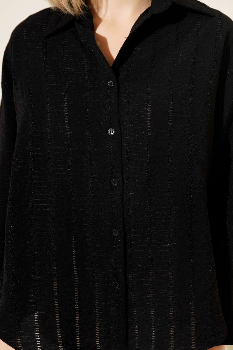 Übergroßes Basic-Shirt mit Schleifenbordüre
