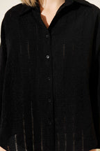 Übergroßes Basic-Shirt mit Schleifenbordüre