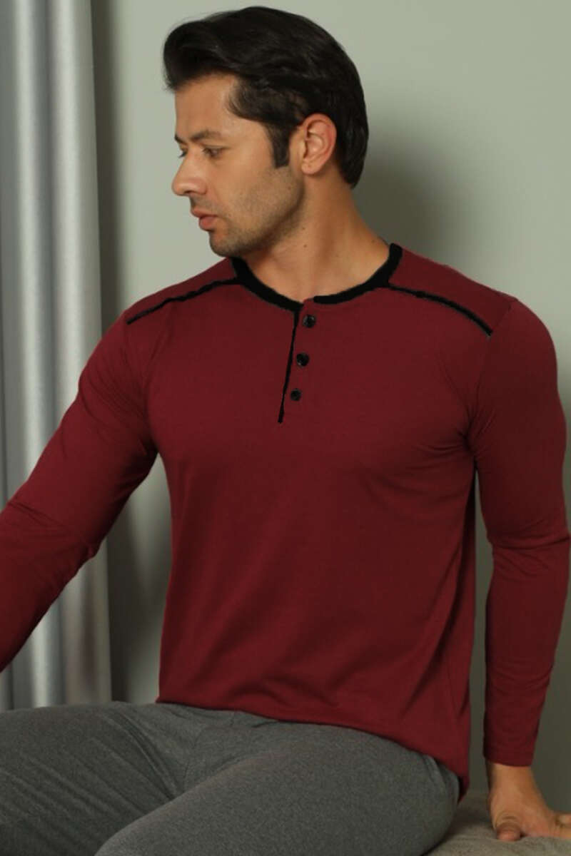 Şerit Detaylı Uzun Kol Erkek Pijama Takım