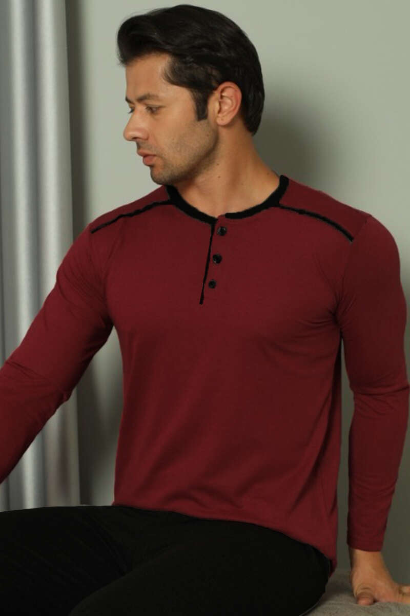 Şerit Detaylı Uzun Kol Erkek Pijama Takım