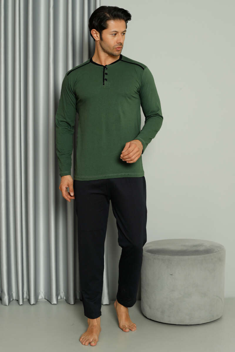 Şerit Detaylı Uzun Kol Erkek Pijama Takım