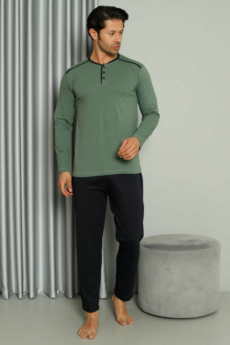 Şerit Detaylı Uzun Kol Erkek Pijama Takım