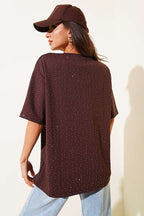 Serpme Taşlı Basic T-shirt