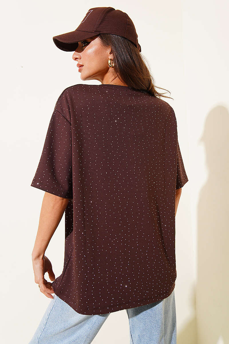 Serpme Taşlı Basic T-shirt
