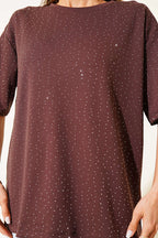 Serpme Taşlı Basic T-shirt