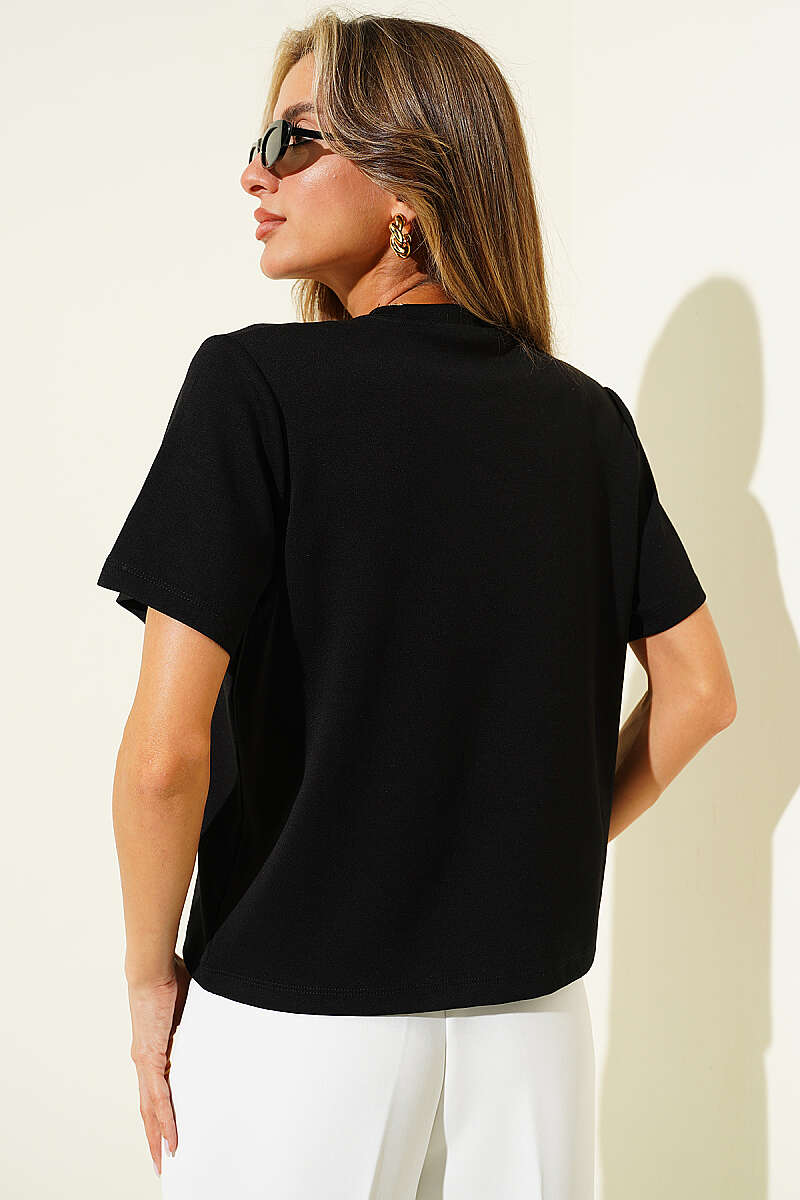 Shouke Kabartmalı T-shirt Siyah