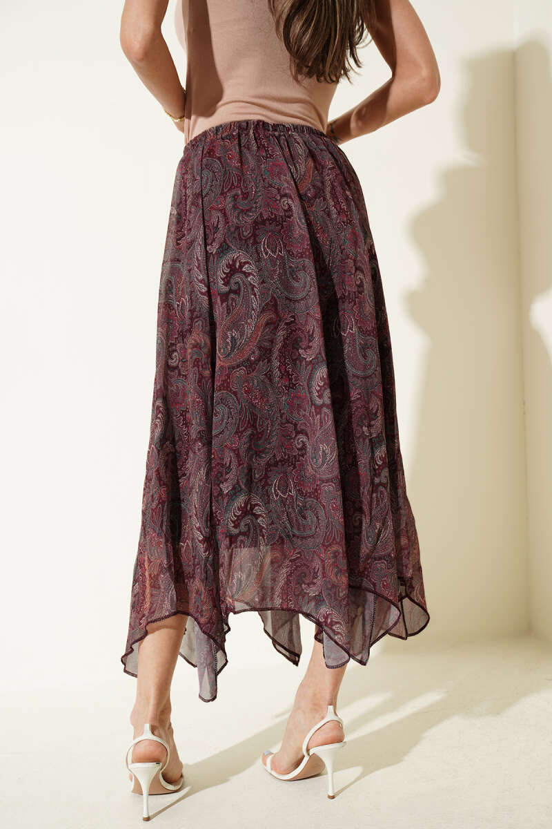 Şifon Paisley Desen Etek