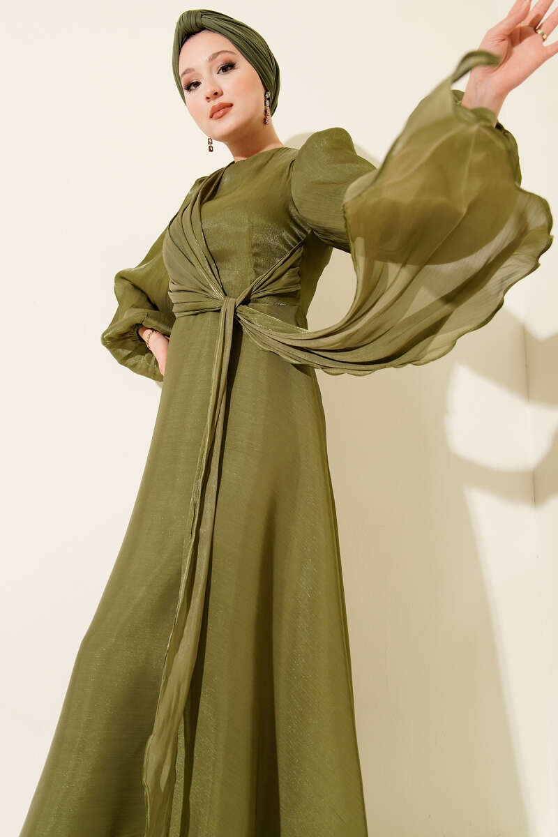 Şifon Yandan Bağlamalı Abiye Elbise