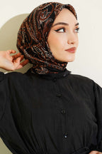 Paisley Flamu Cotton Eşarp Siyah Kahve