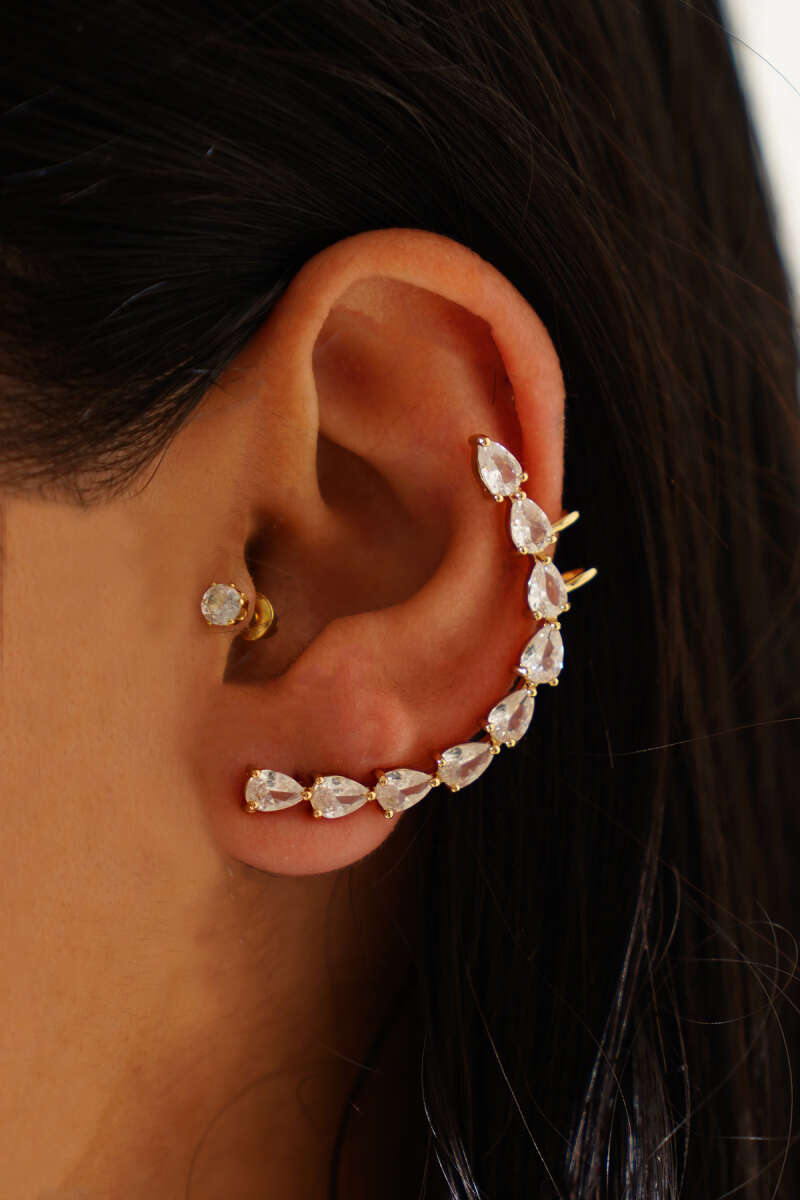 Sıra Damla Taşlı Tragus Küpe