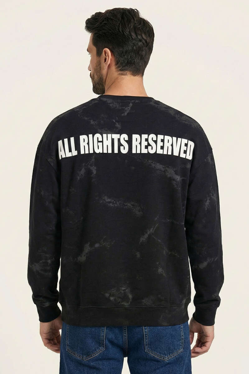 Sırt Baskılı Kabartmalı Erkek Sweatshirt
