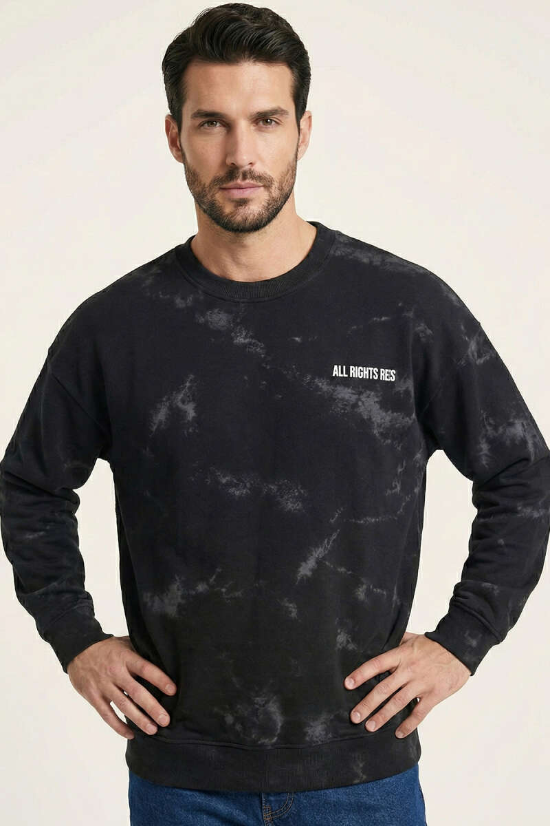 Sırt Baskılı Kabartmalı Erkek Sweatshirt