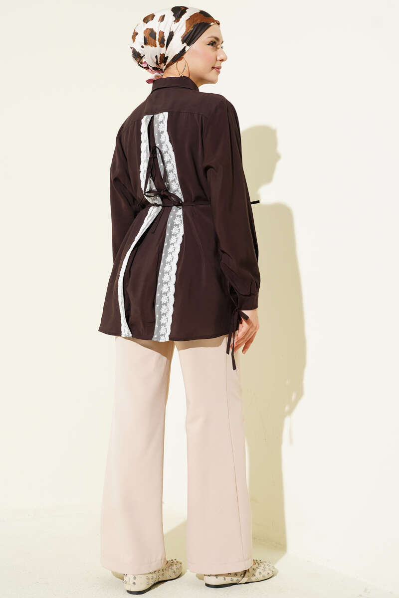 Rücken Schnürung Tensel Shirt Bitter Brown