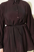 Rücken Schnürung Tensel Shirt Bitter Brown