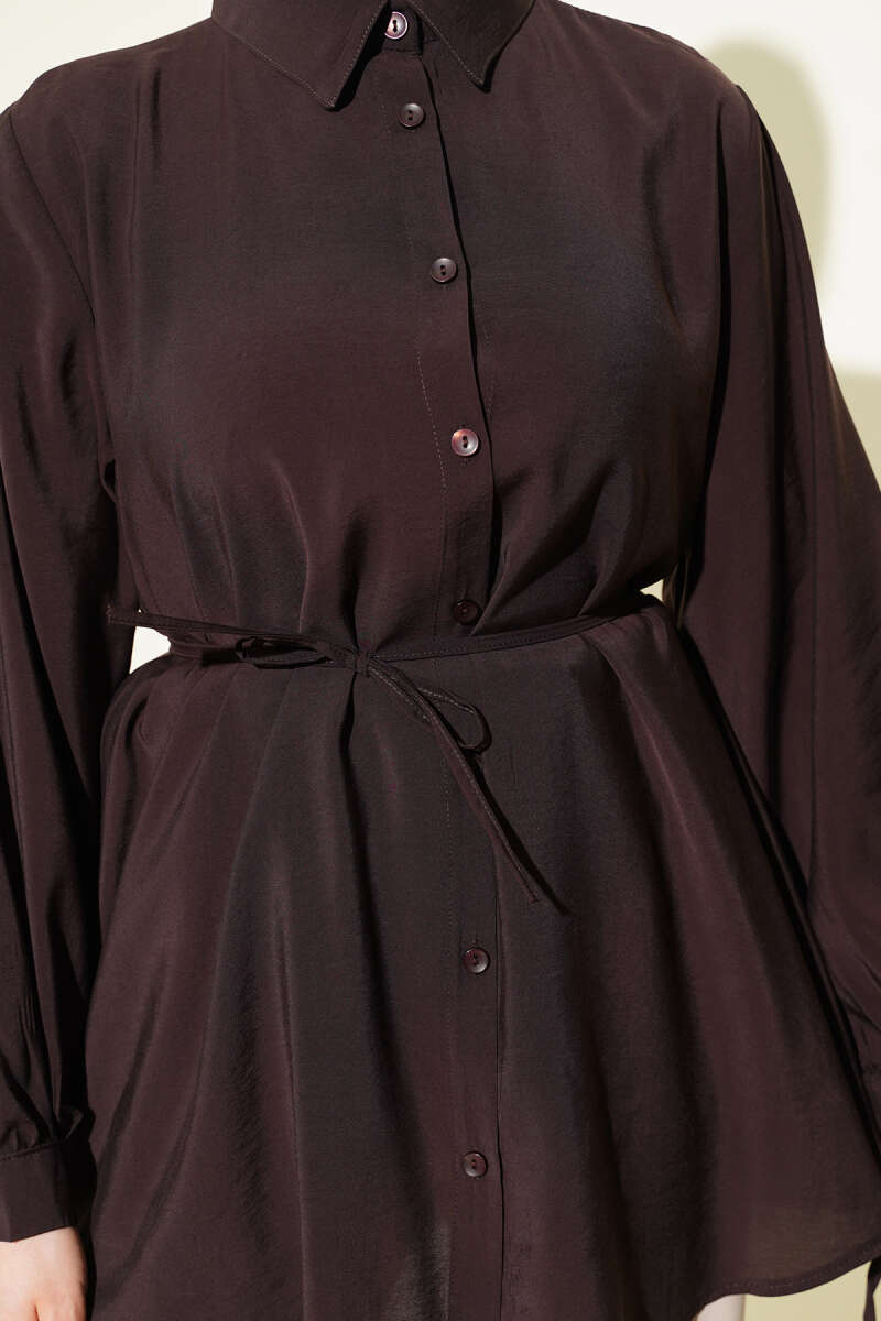 Rücken Schnürung Tensel Shirt Bitter Brown