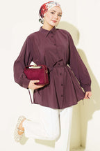 Rücken Schnürung Tensel Shirt Bitter Brown