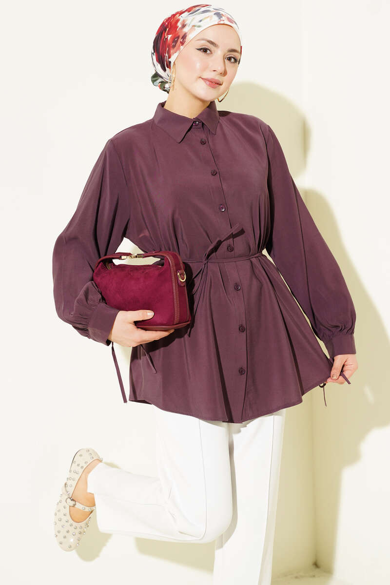 Rücken Schnürung Tensel Shirt Bitter Brown