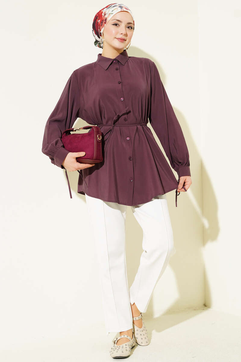 Rücken Schnürung Tensel Shirt Bitter Brown