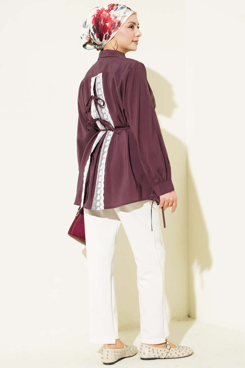 Rücken Schnürung Tensel Shirt Bitter Brown