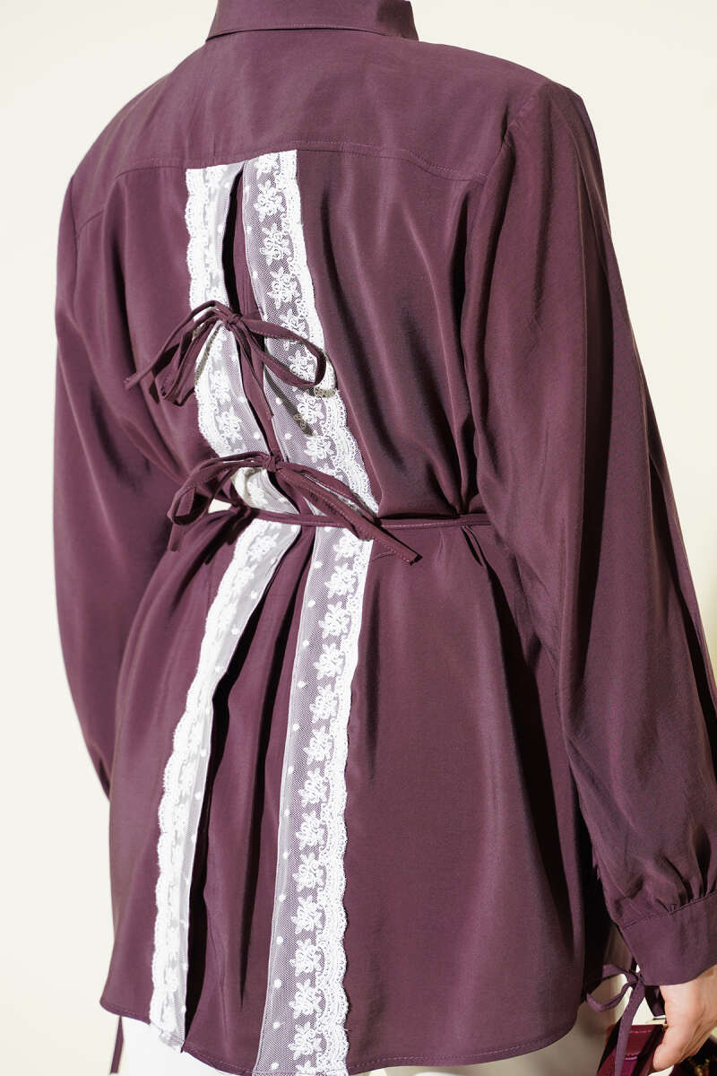 Rücken Schnürung Tensel Shirt Bitter Brown