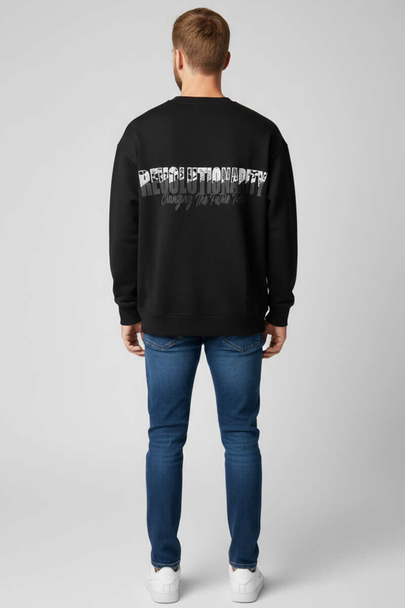 Sırt Ve Yaka Baskılı Erkek Sweatshirt