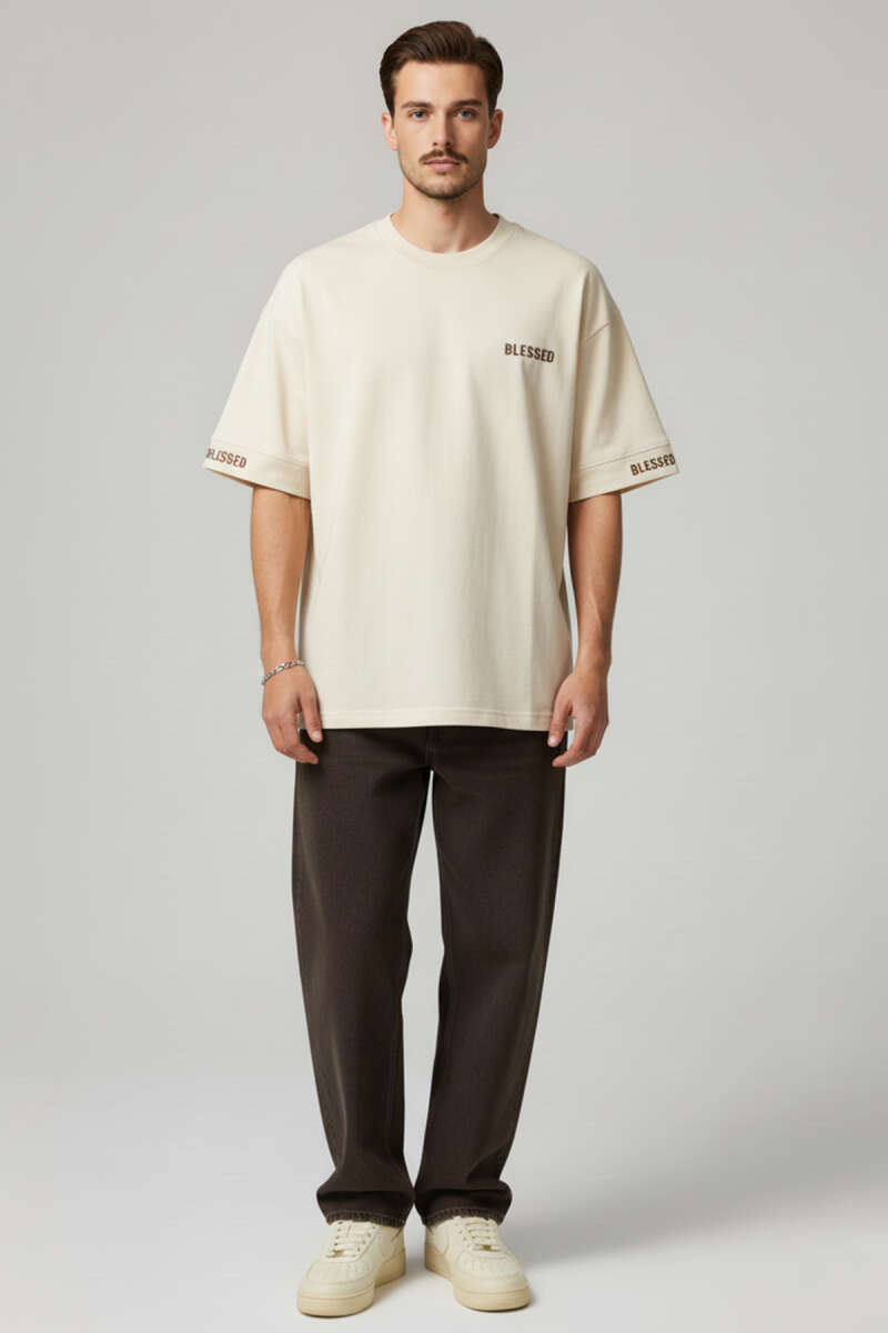 Sırt Yazılı Oversize Erkek T-shirt