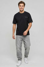 Sırt Yazılı Oversize Erkek T-shirt Siyah
