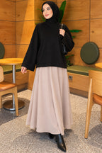Basic Rundhalsbluse Braun