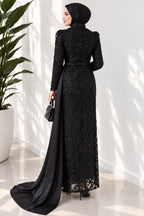 Draped, Beaded and Sequinned Evening Dress