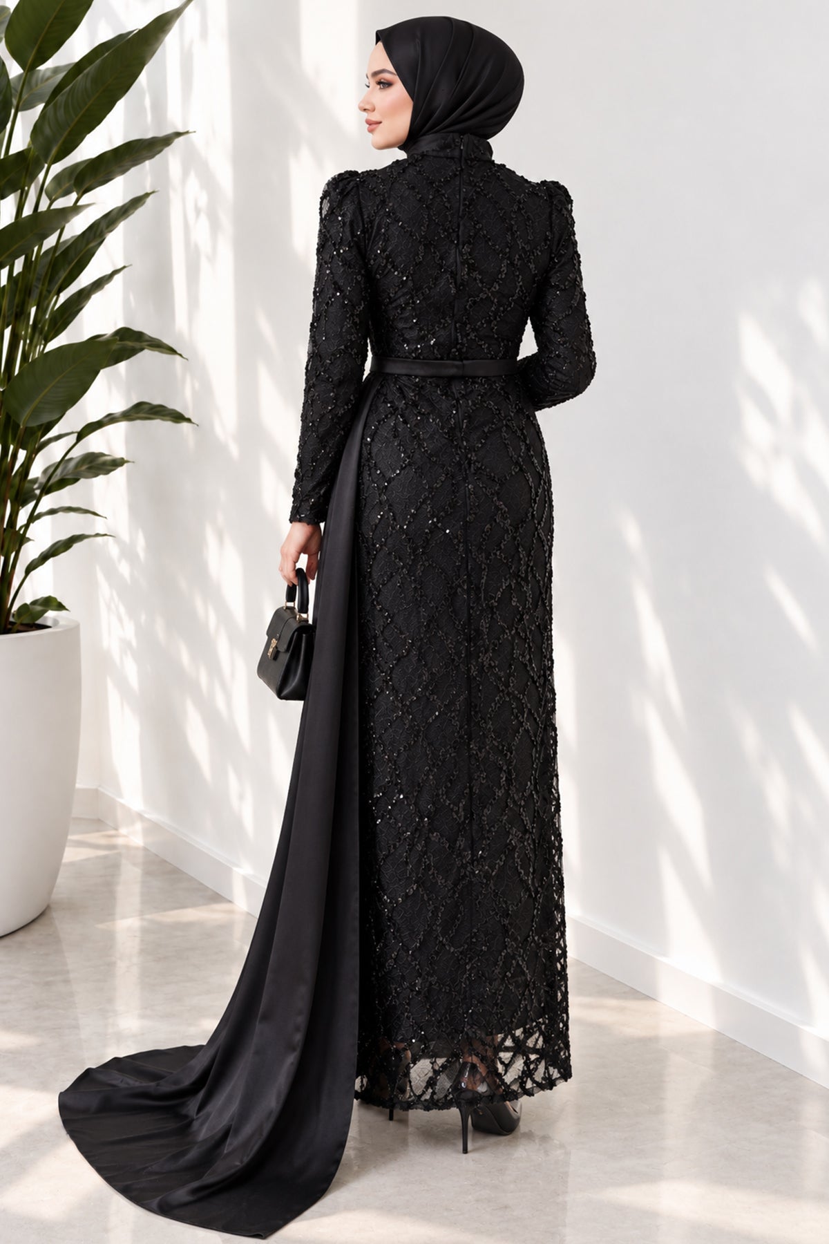 Draped, Beaded and Sequinned Evening Dress