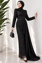 Draped, Beaded and Sequinned Evening Dress