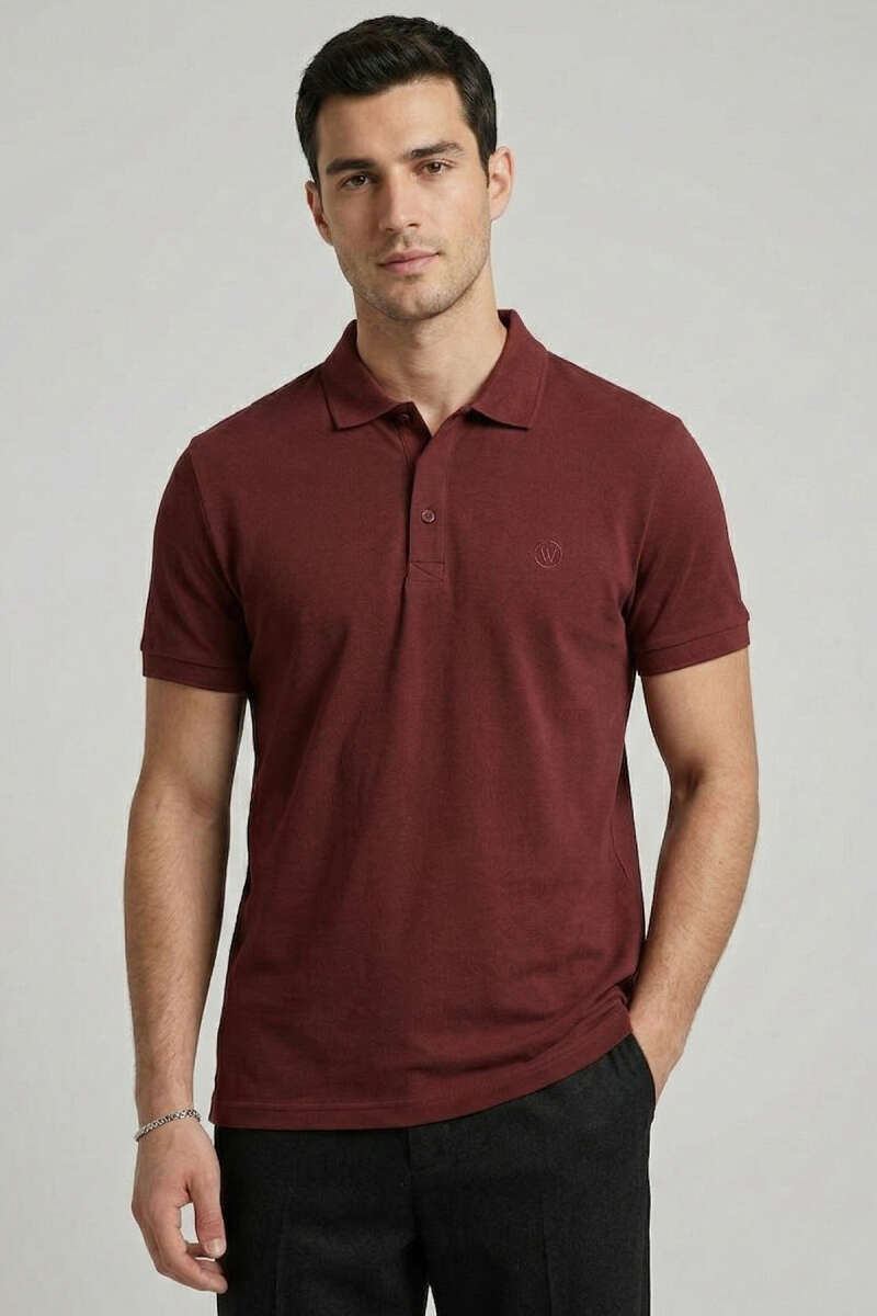 Slim Fit Yaka Düğmeli Erkek T-shirt
