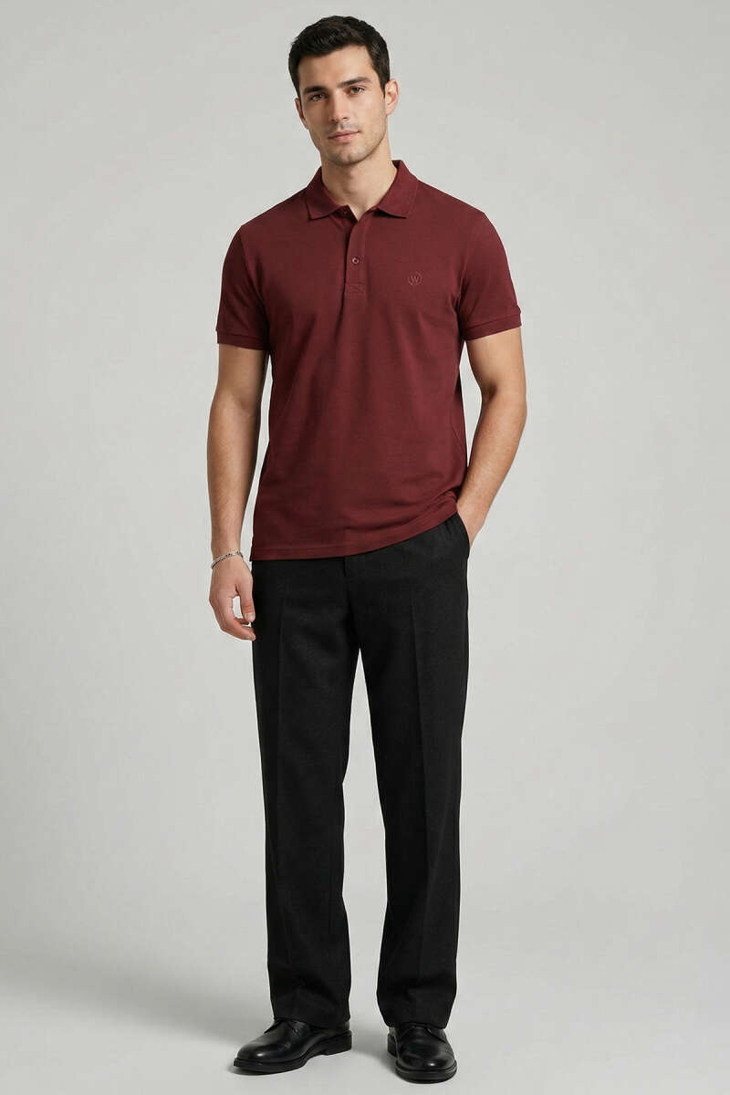 Slim Fit Yaka Düğmeli Erkek T-shirt